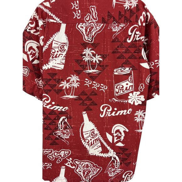 Rix Red Hawaiian Aloha Shirt Primo Beer Size Large L Short Sleeve Men Causal EUC - Picture 6 of 8